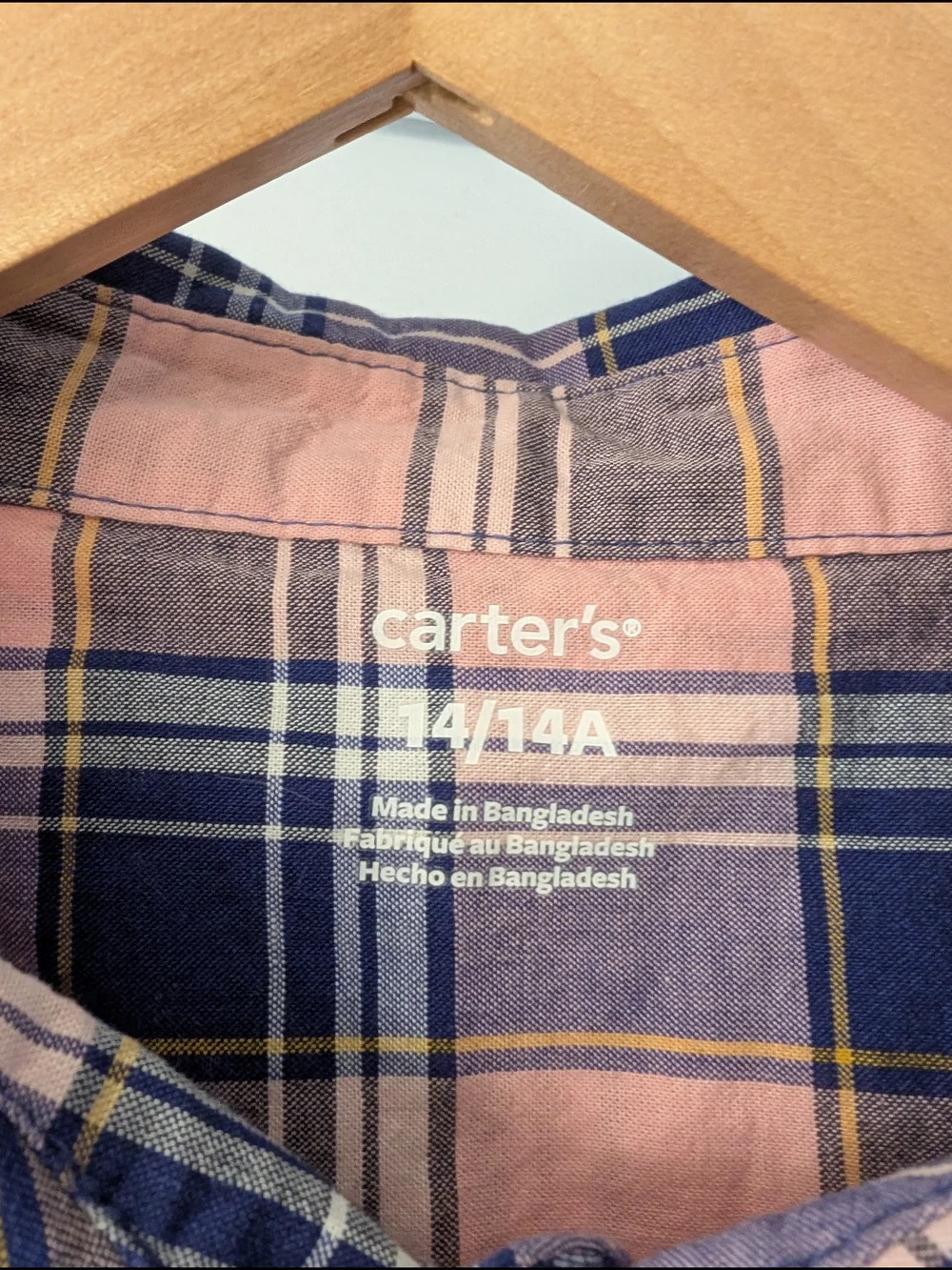 Carter's Pink & Navy Plaid Short-Sleeve Button-Down Shirt